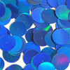 Round  Flat Sequin 20mm Center Hole Blue Lazersheen Rainbow Reflective Metallic