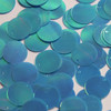 Round  Flat Sequin 18mm Top Hole Aqua Blue Rainbow Iris Opaque Glossy Back Reversible