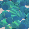 Round  Flat Sequin 20mm Center Hole Aqua Blue Rainbow Iris Opaque Glossy Back Reversible