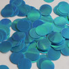 Round  Flat Sequin 20mm Top Hole Aqua Blue Rainbow Iris Opaque Glossy Back Reversible