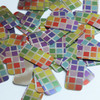 Rectangle Sequin 1.5" Rainbow Squares on Silver Metallic