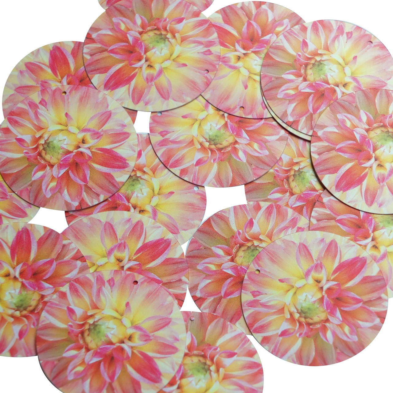 1.5" Sequins Dahlia Pink Peach Floral Flower Opaque