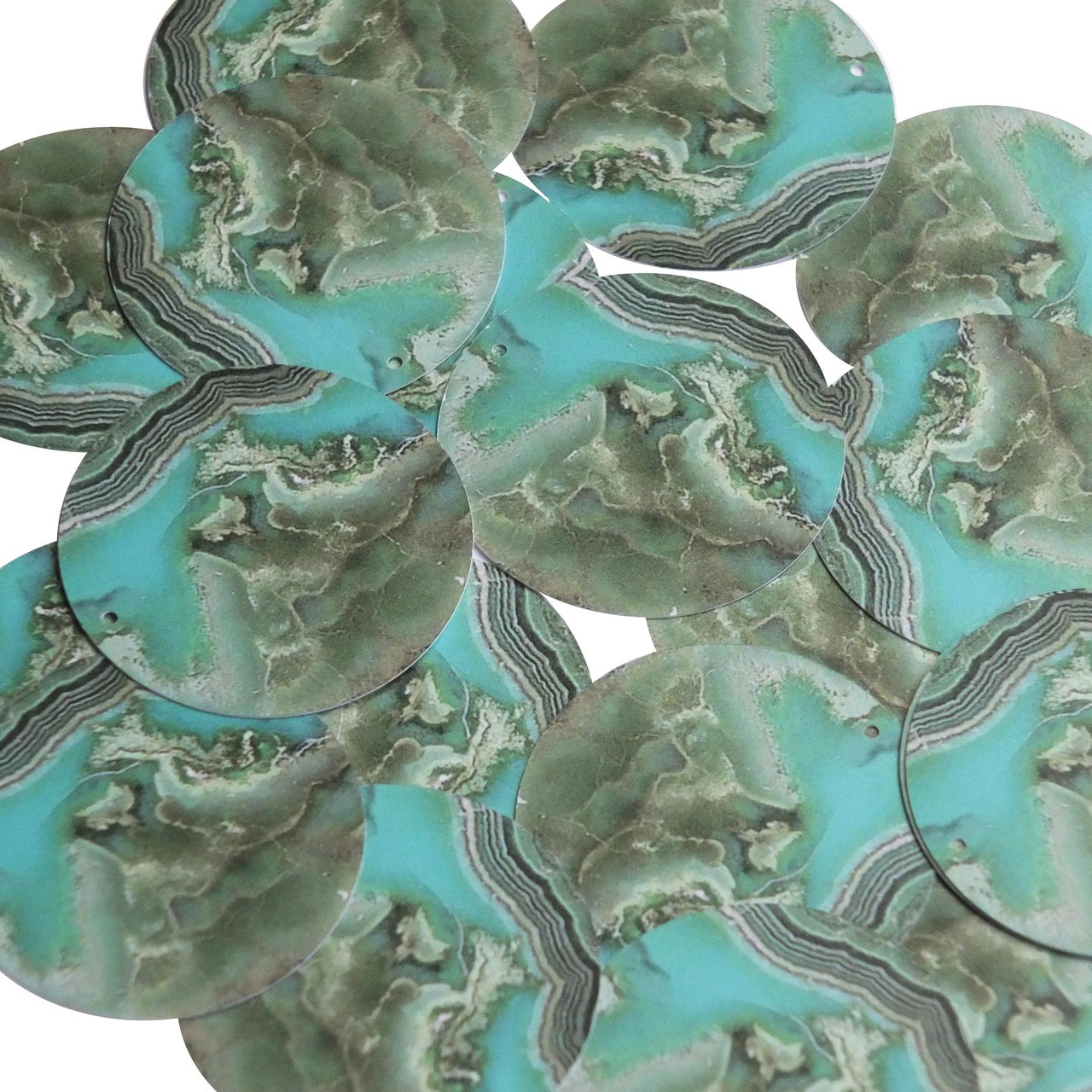 1.5" Sequins Chrysocolla Green Blue Gem Rocks Opaque