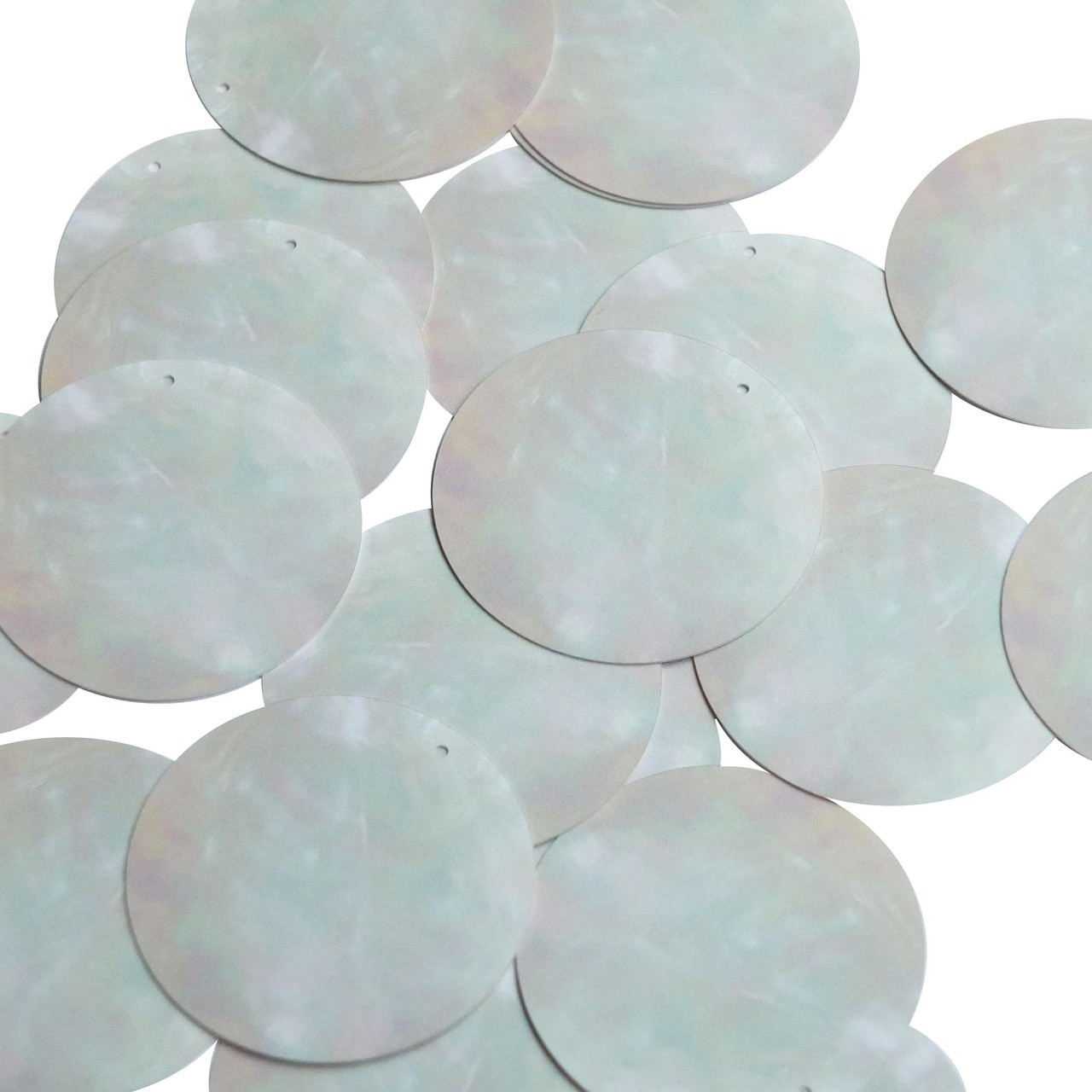 1.5" Sequins White Iridescent Polished Pearl Shell Opaque