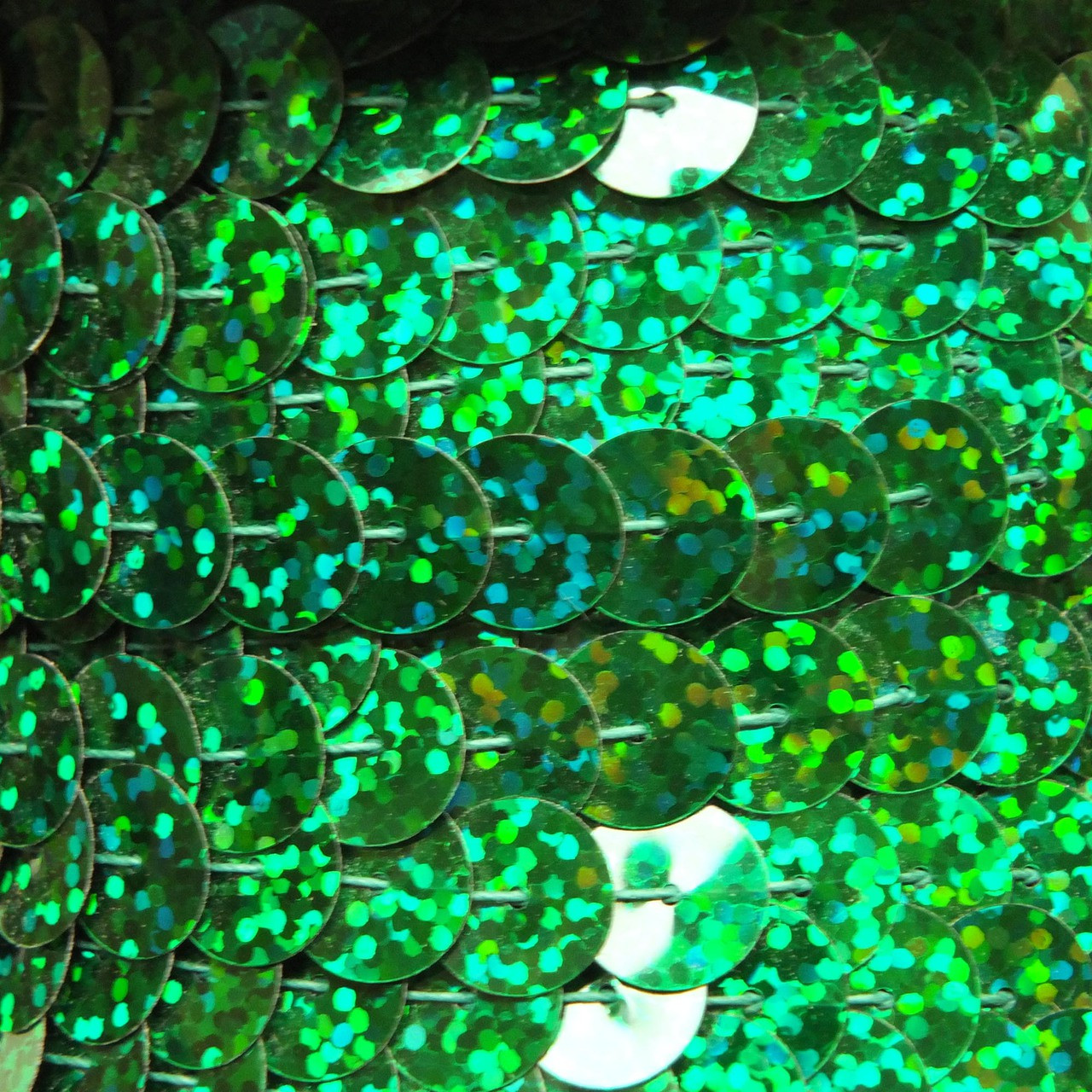 Sequin Trim 10mm Green Hologram Glitter Sparkle Metallic