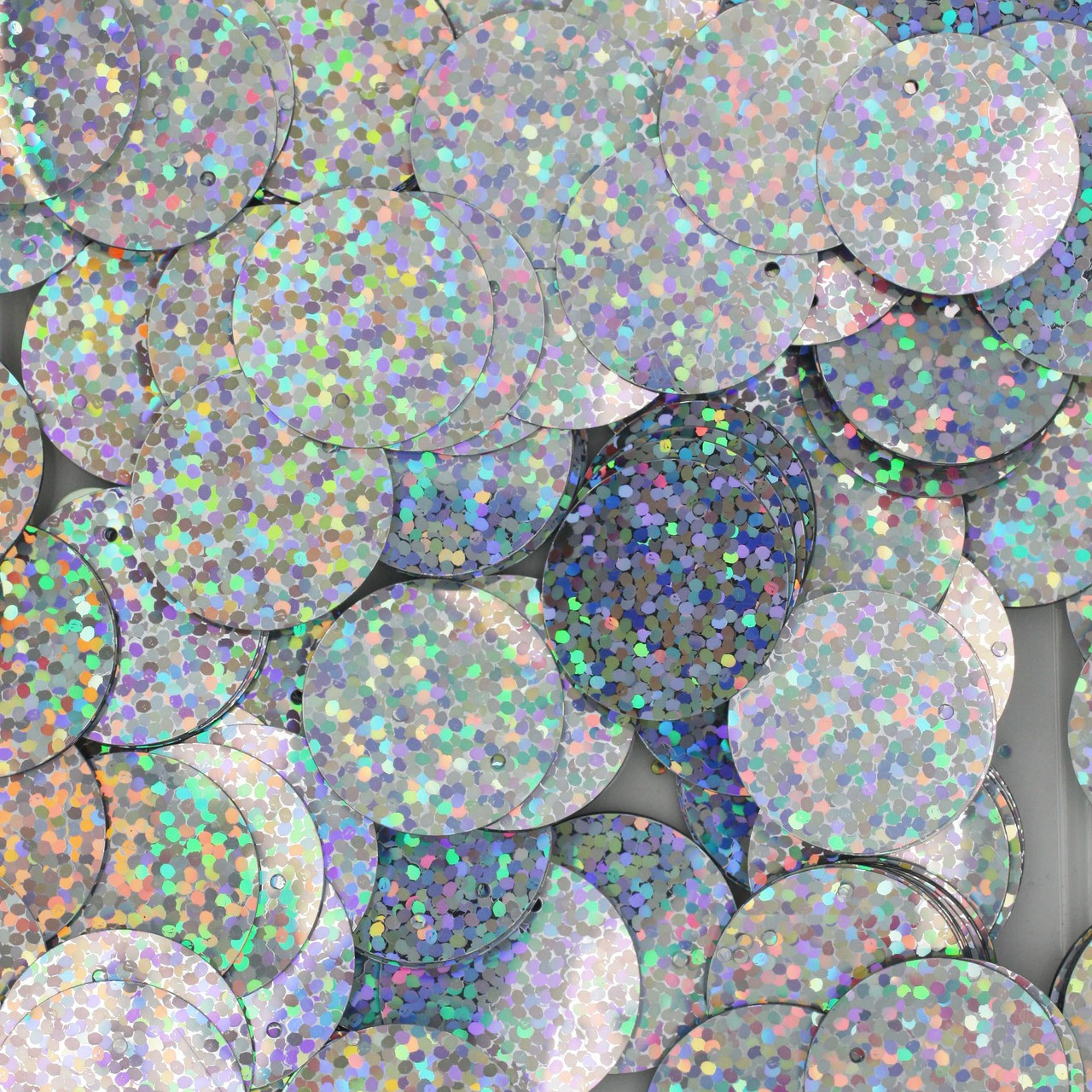 20mm Sequins Silver Hologram Glitter Sparkle Metallic