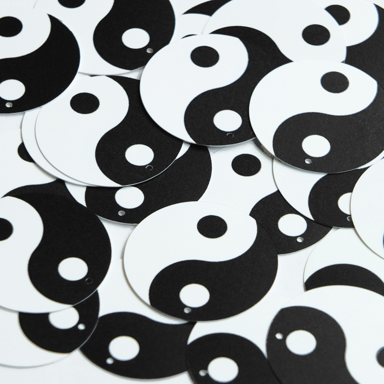 30mm Sequins Black White Yin Yang Opaque