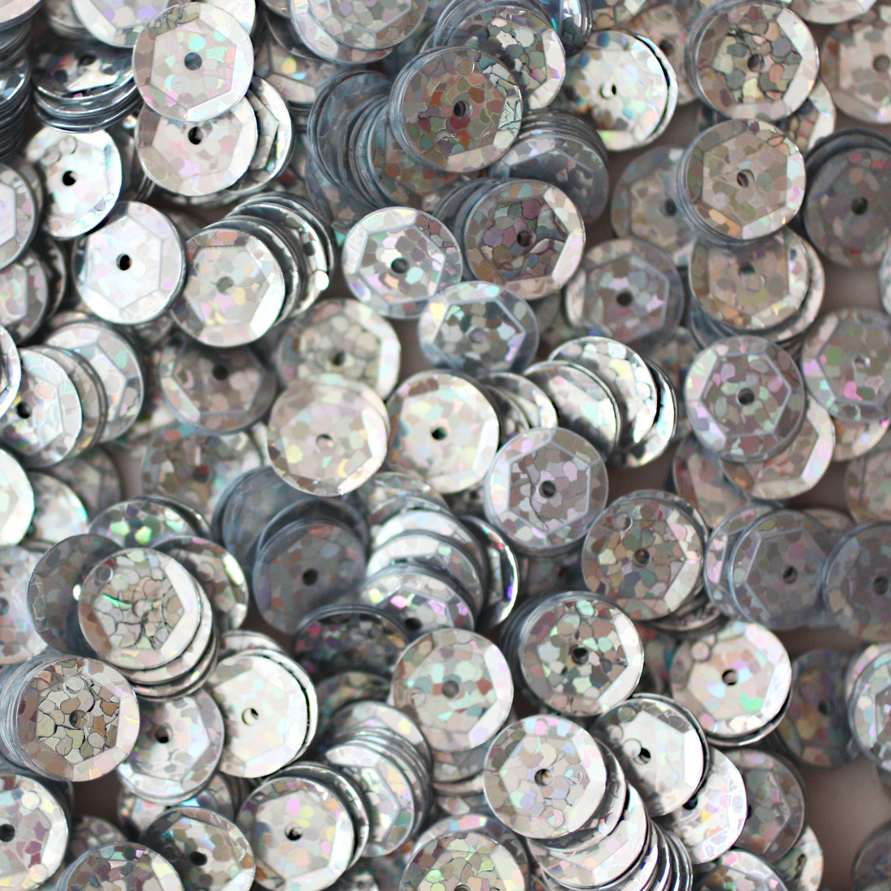 8mm Cup Sequins Silver Hologram Glitter Sparkle Metallic