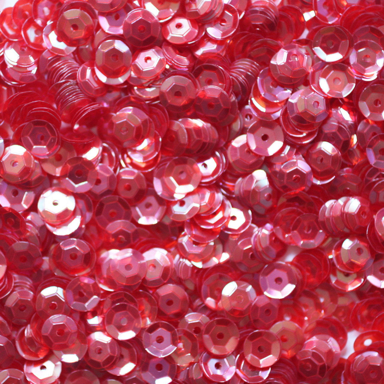 6mm Cup Sequins Ruby Rose Red Crystal Rainbow Iris Iridescent