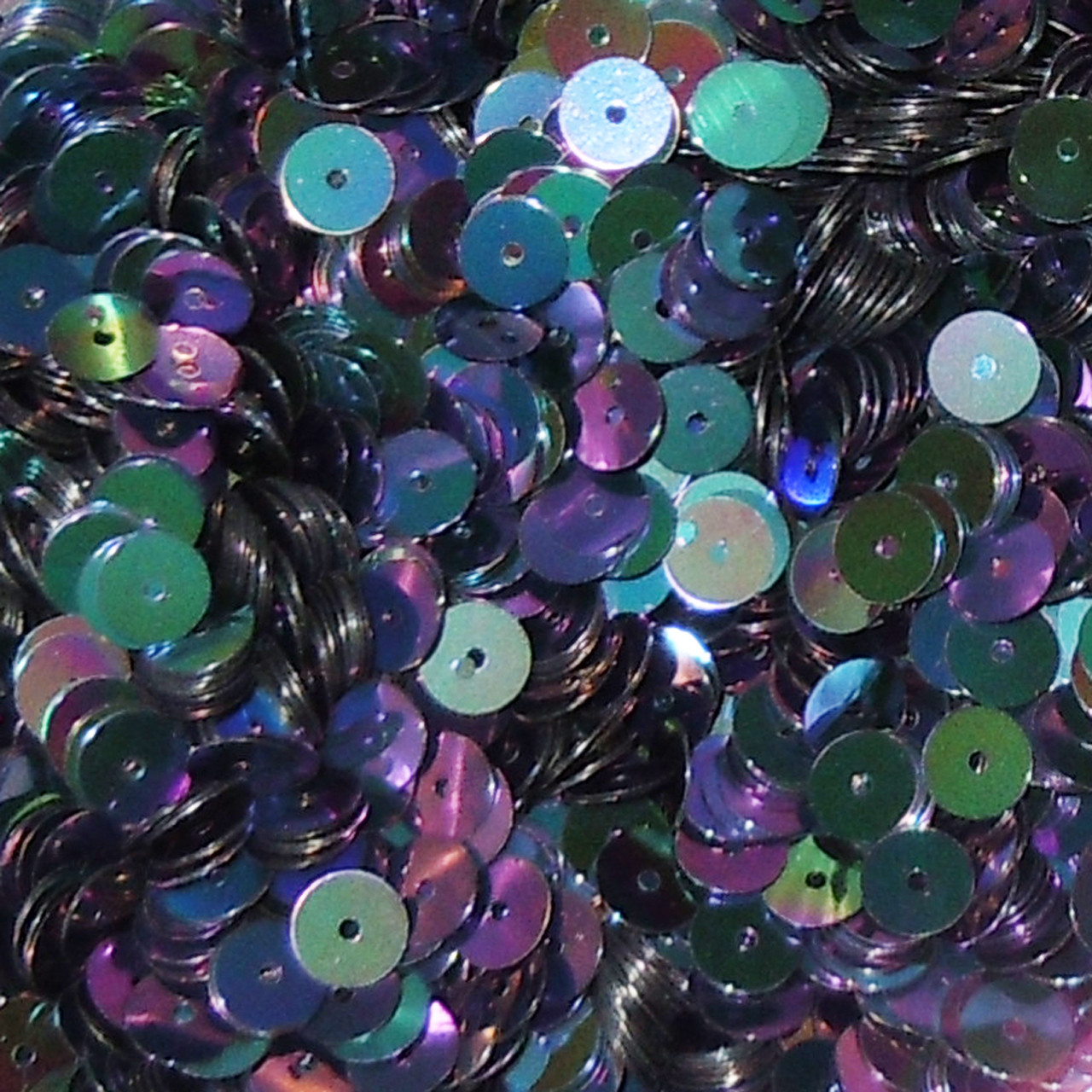 6mm Sequins Black Rainbow Iris Shiny Metallic