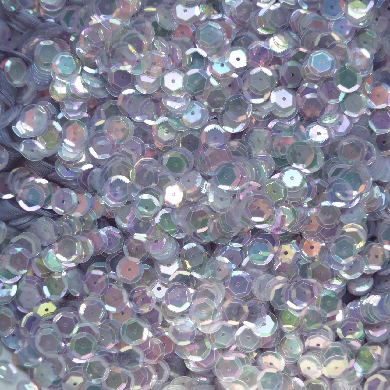 8mm Cup Sequins Pale Blue Crystal Rainbow Iris Iridescent