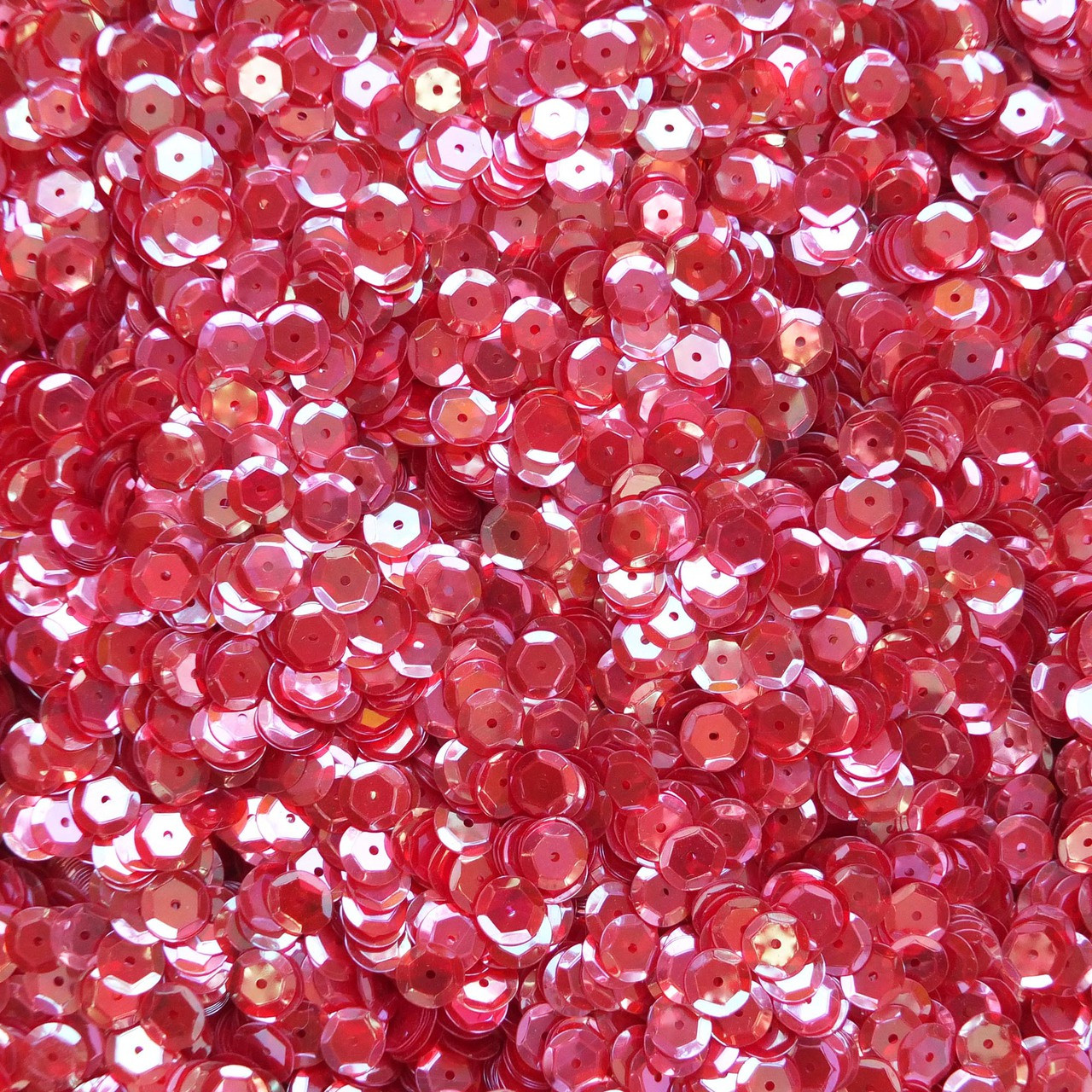 8mm Cup Sequins Ruby Rose Crystal Rainbow Iris Iridescent