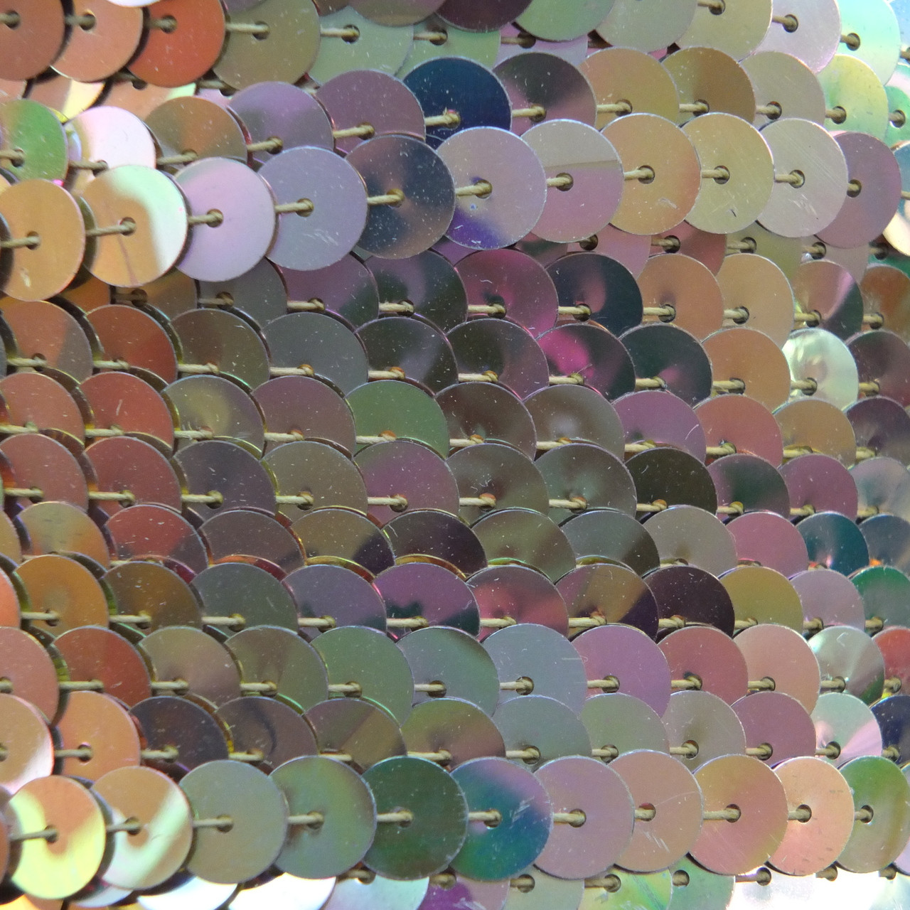 Sequin Trim 8mm Gold Rainbow Iris Shiny Metallic