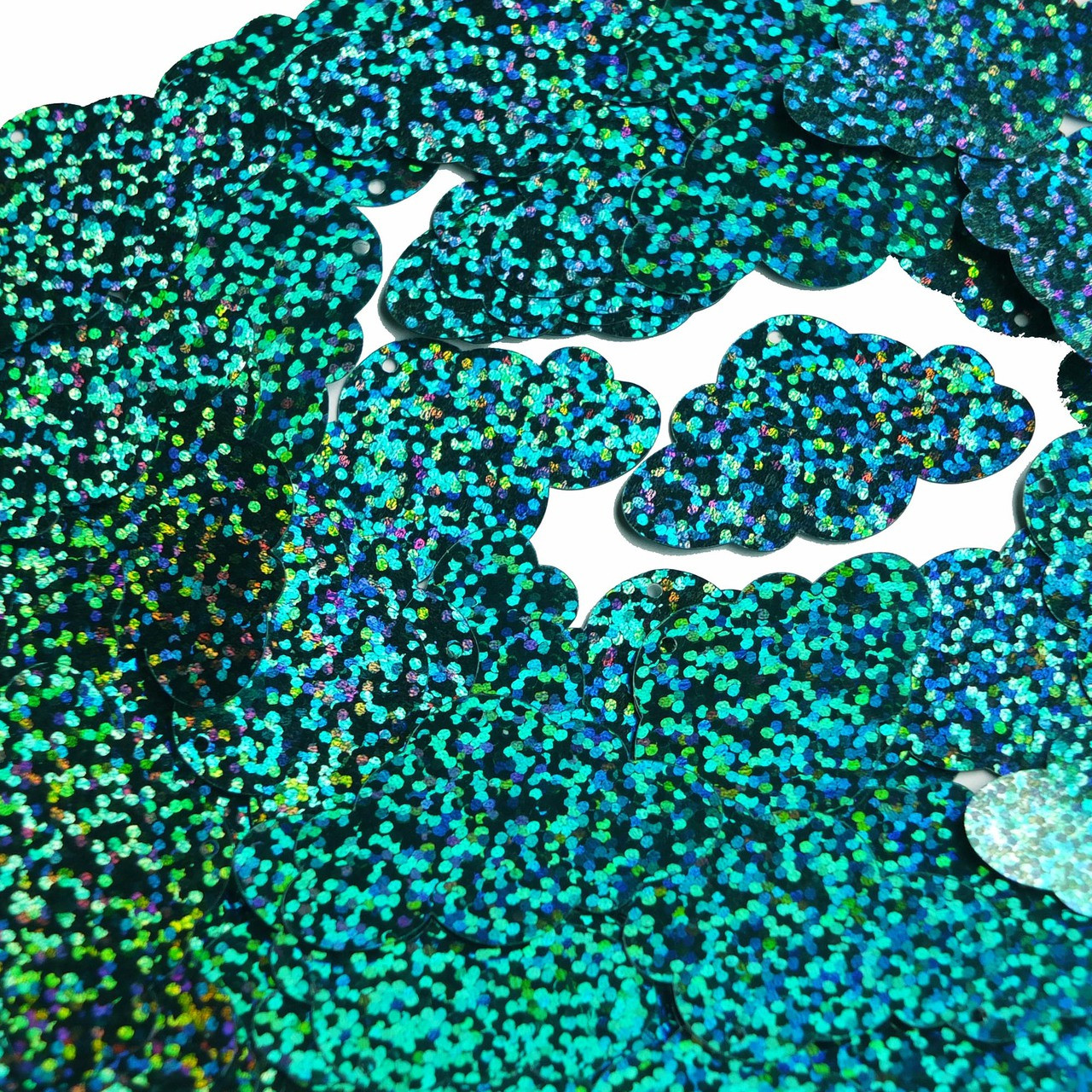 Cloud Sequin 1.5" Teal Turquoise Green Hologram Glitter Sparkle Metallic