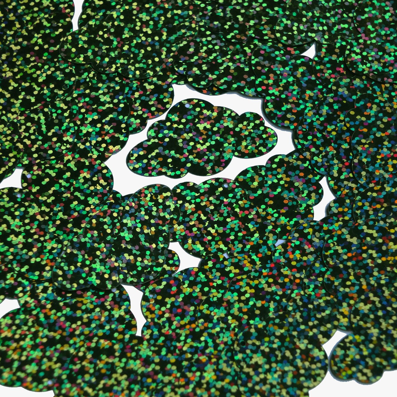 Cloud Sequin 1.5" Deep Forest Green Hologram Glitter Sparkle Metallic