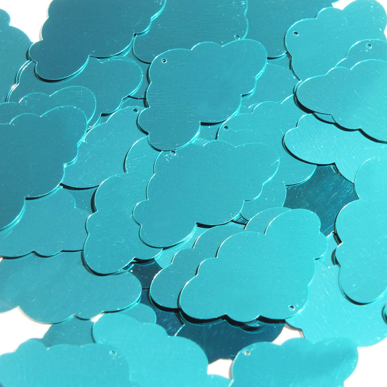 Cloud Sequin 1.5" Teal Blue Green Metallic