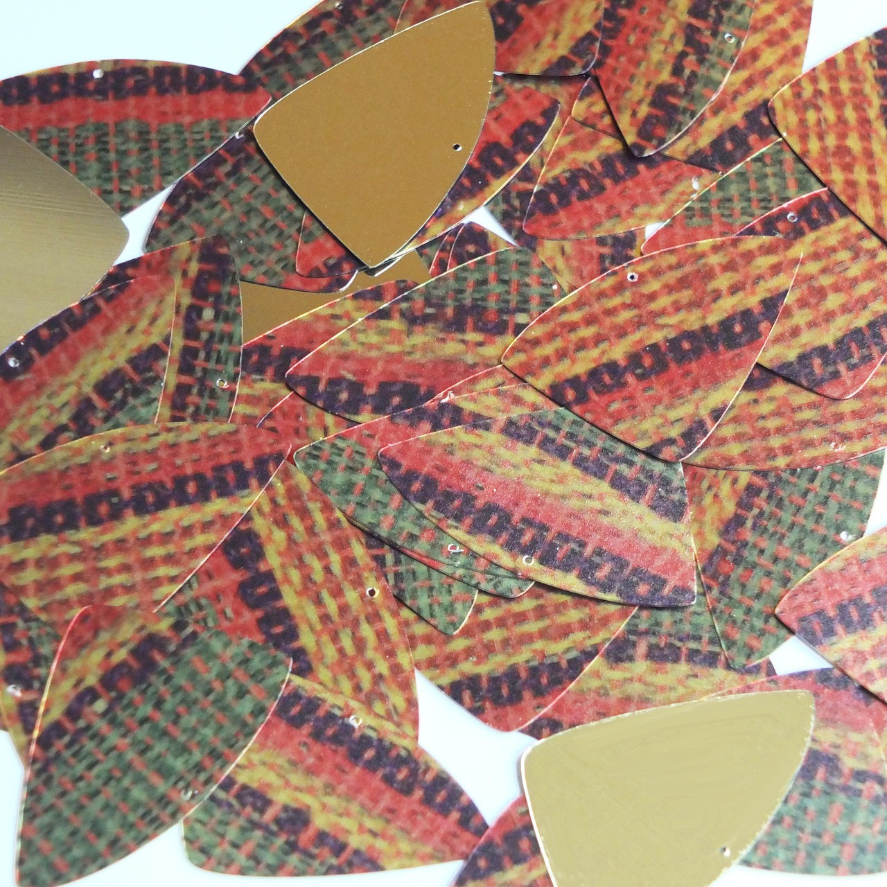 Fishscale Fin Sequin 1.5" Ethnic Woven Fabric Weave Multicolor Metallic