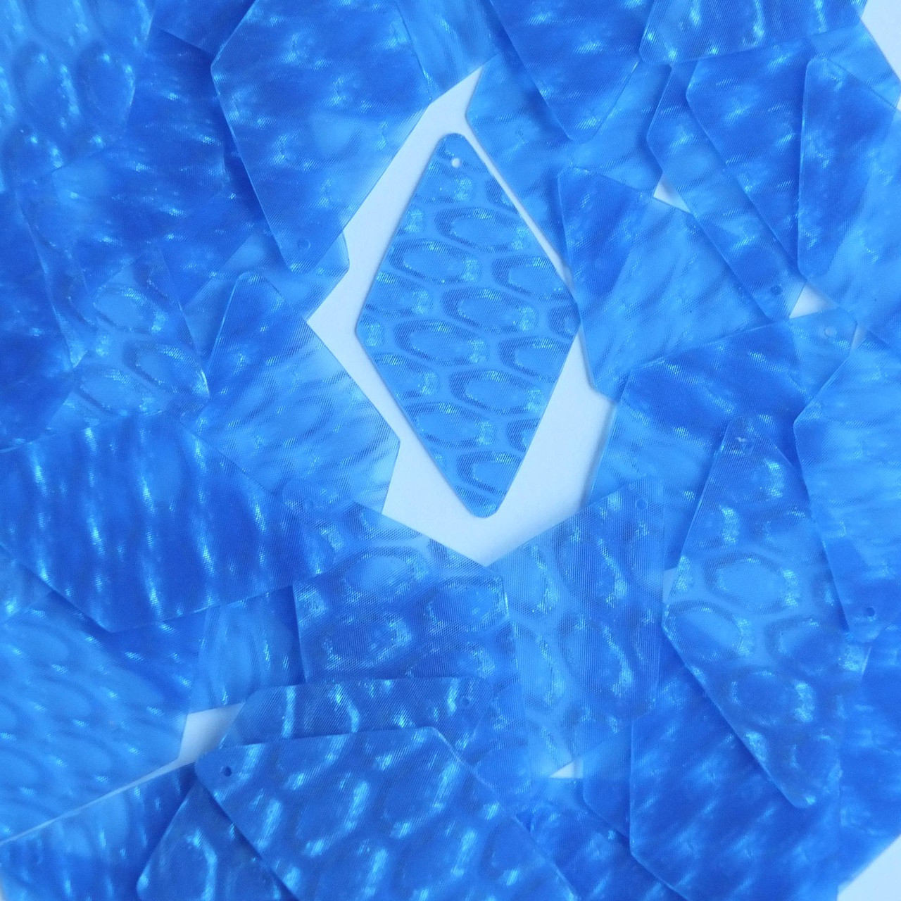 Long Diamond Sequin 1.75" Blue 3D Three Dimensional Reflector