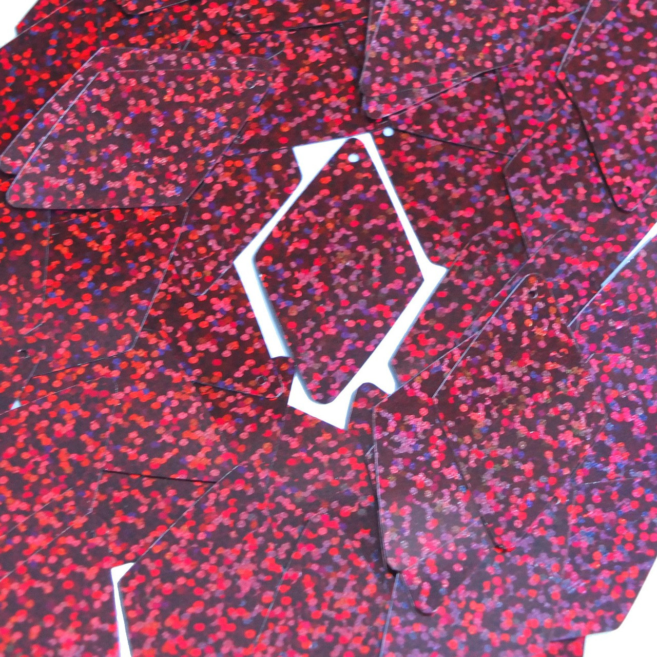 Long Diamond Sequin 1.75" Cranberry Red Hologram Glitter Sparkle Metallic