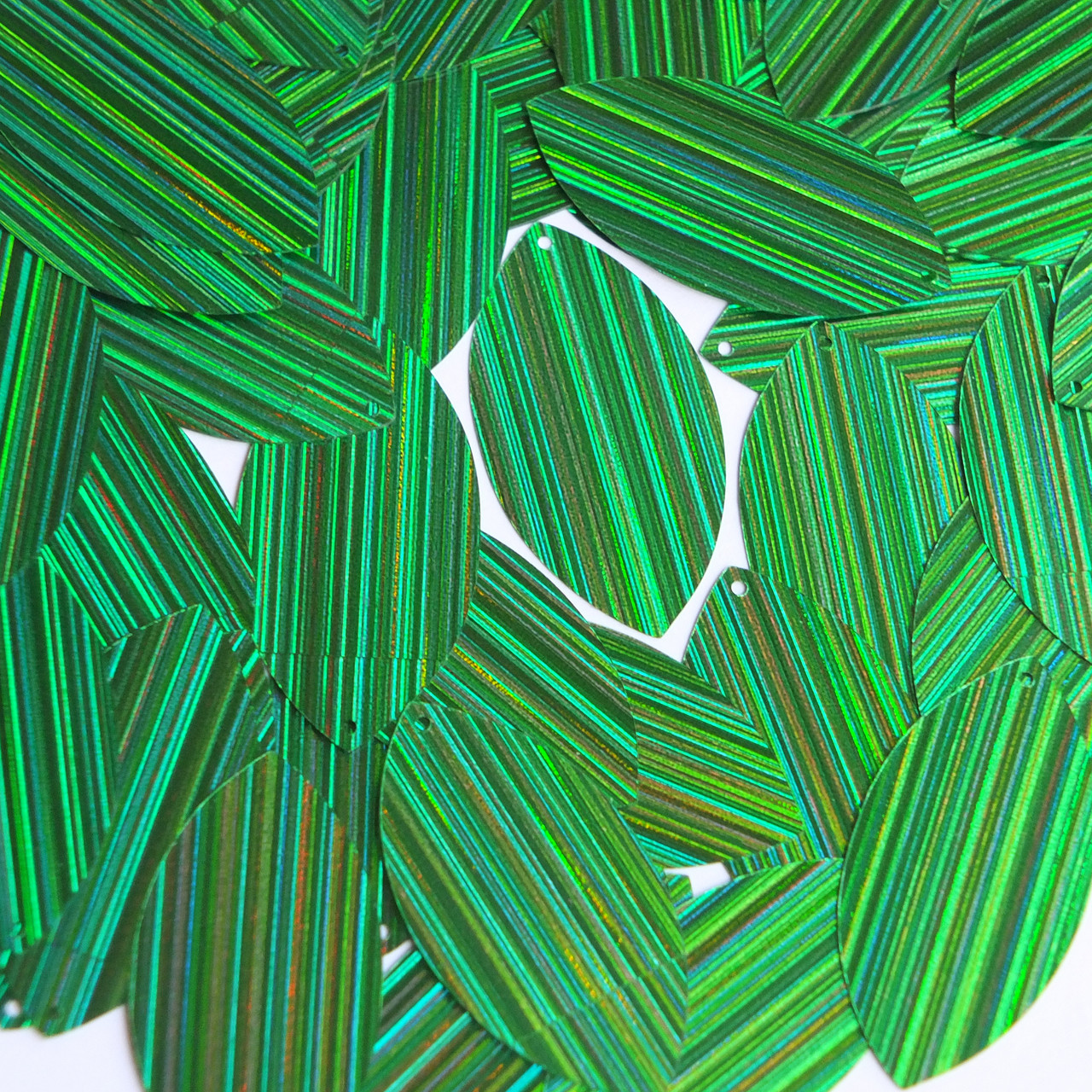 Navette Leaf Sequin 1.5" Green City Lights Metallic Reflective