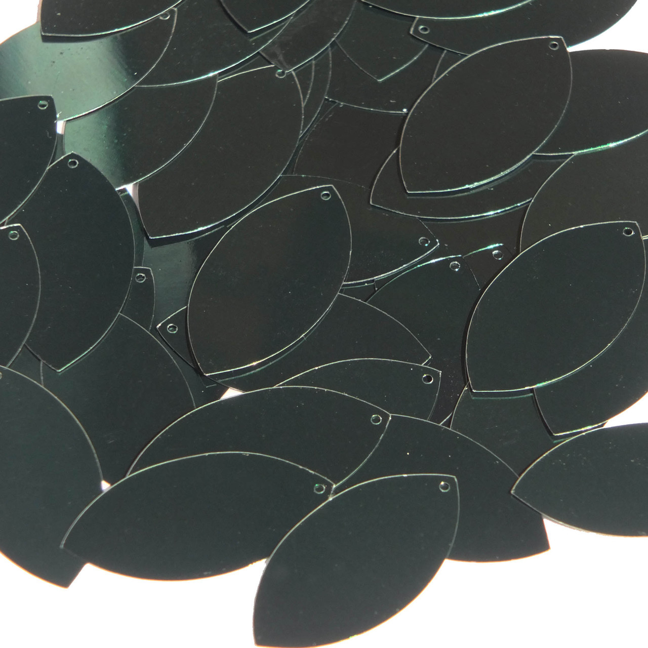 Navette Leaf Sequin 1.5" Forest Green Metallic