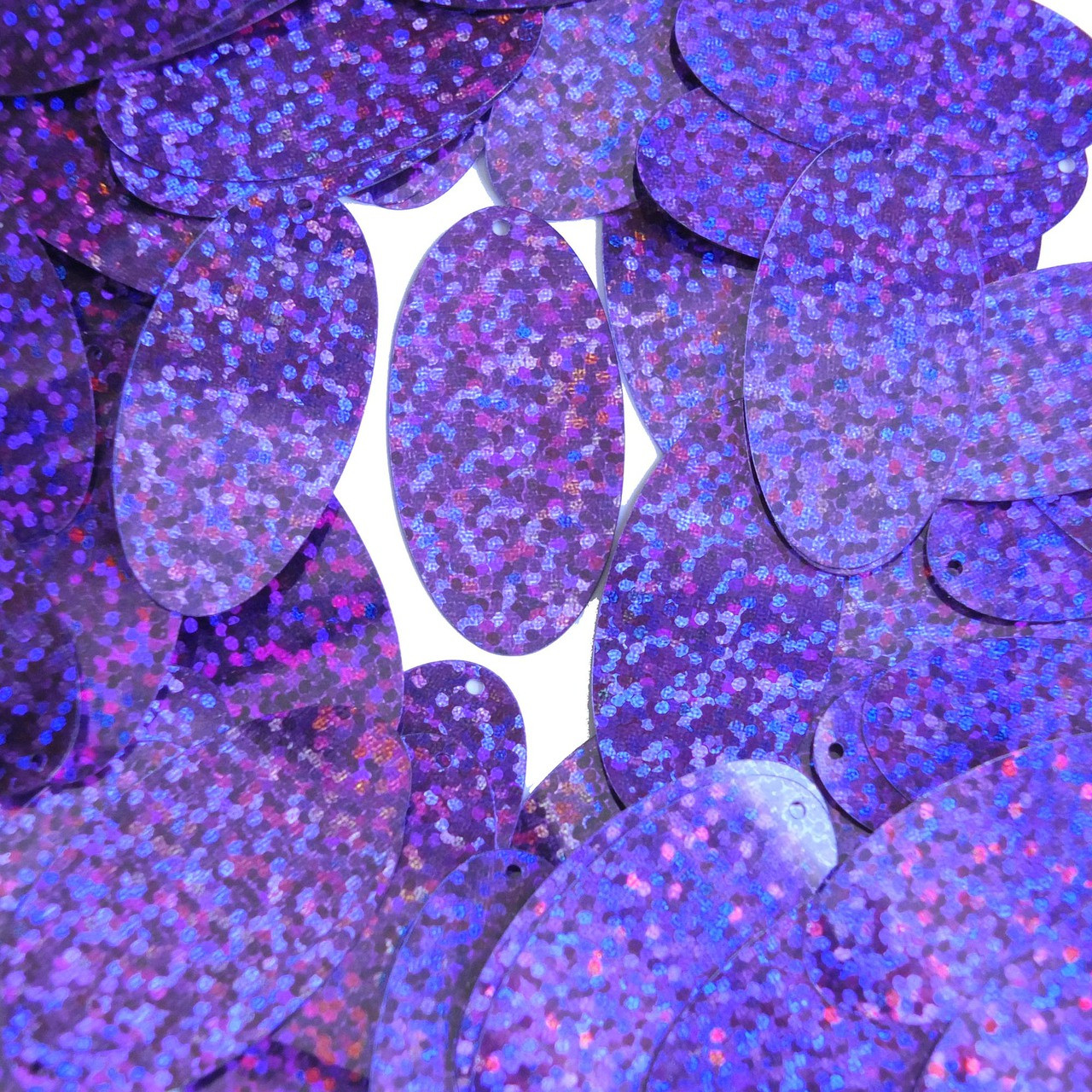 Oval Sequin 1.5" Blue Violet Hologram Glitter Sparkle Metallic