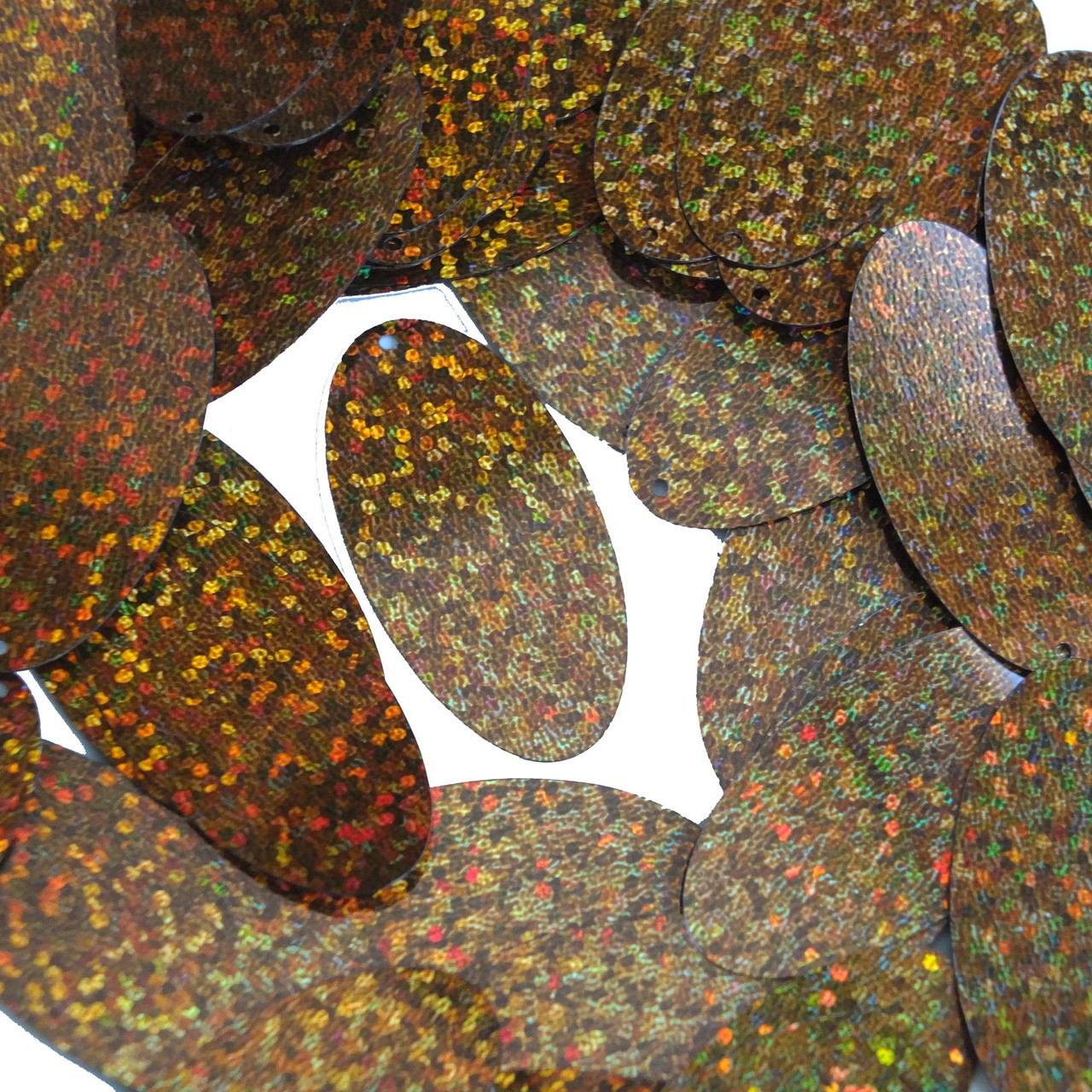 Oval Sequin 1.5" Brown Hologram Glitter Sparkle Metallic