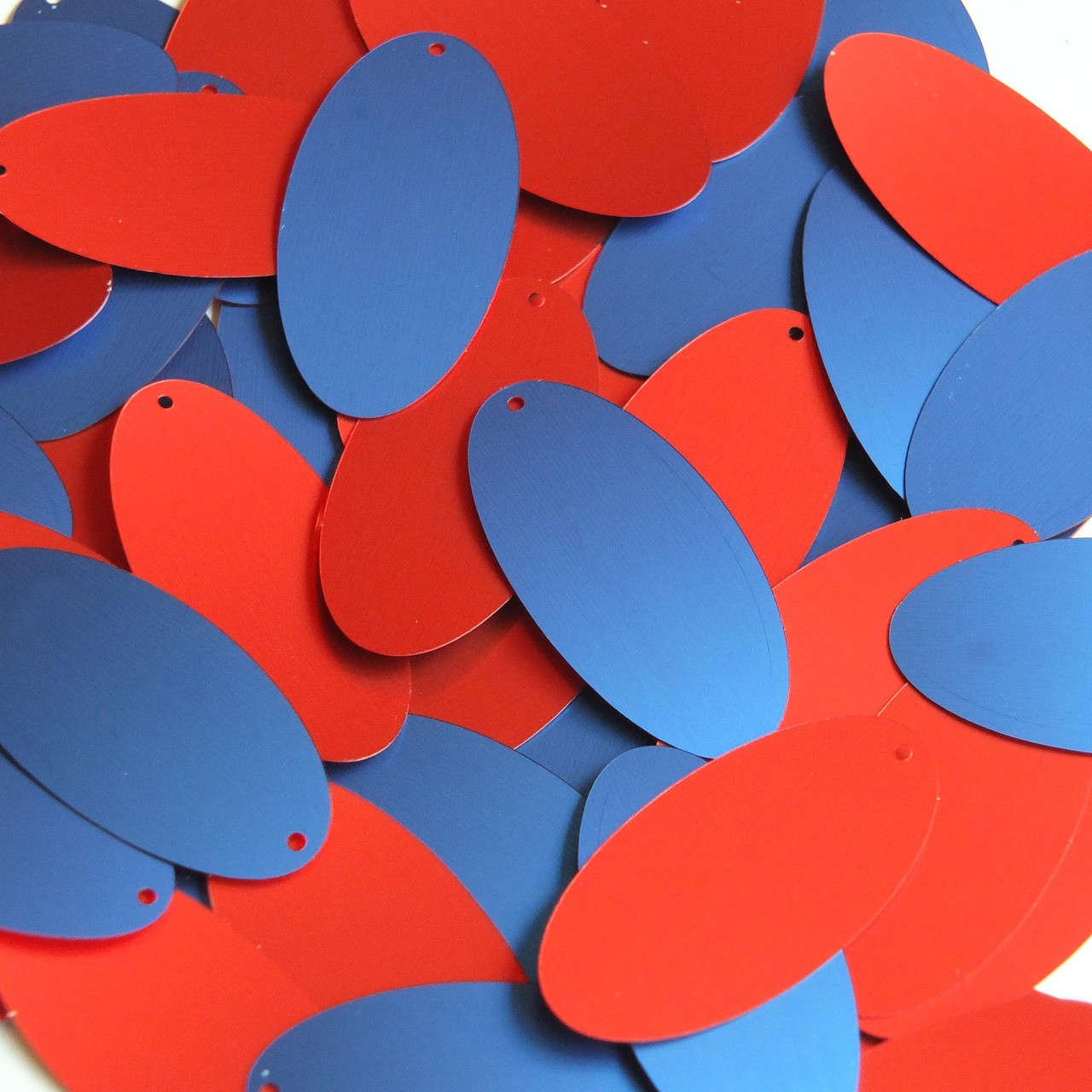 Oval Sequin 1.5" Red Blue Matte Silk Frost
