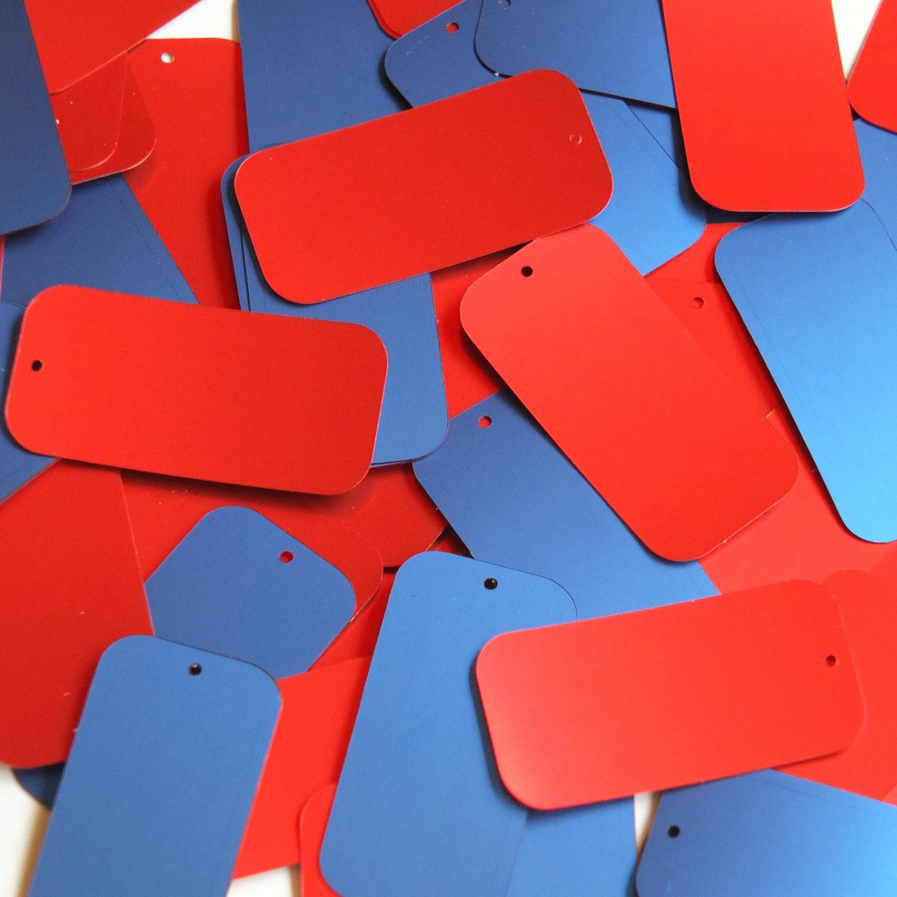 Rectangle Sequin 1.5" Red Blue Matte Silk Frost