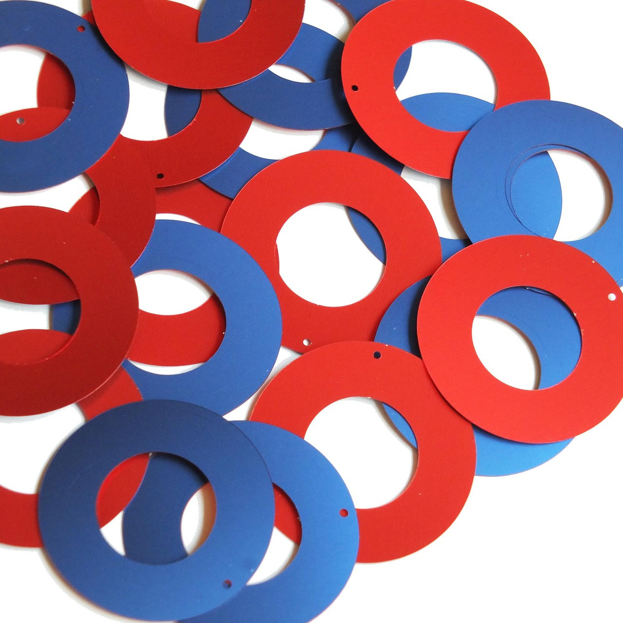 Donut Ring Sequin 1.5" Red Blue Matte Silk Frost