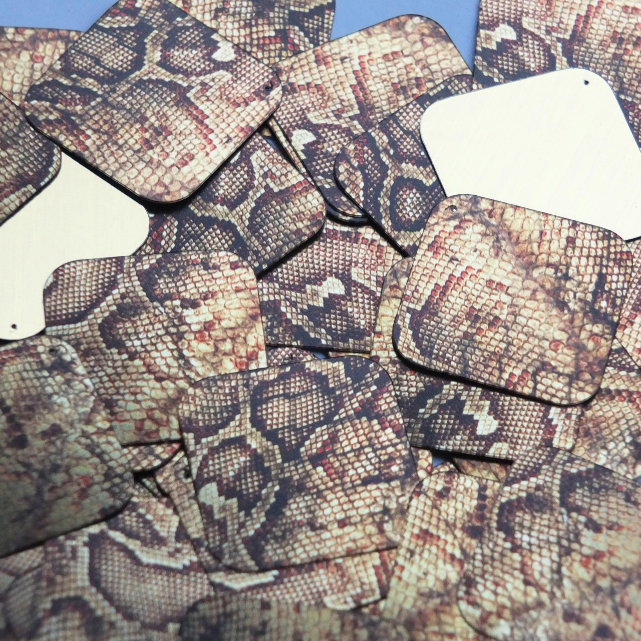 Square Diamond Sequin 1.5" Gold Brown Snakeskin Reptile Pattern Metallic