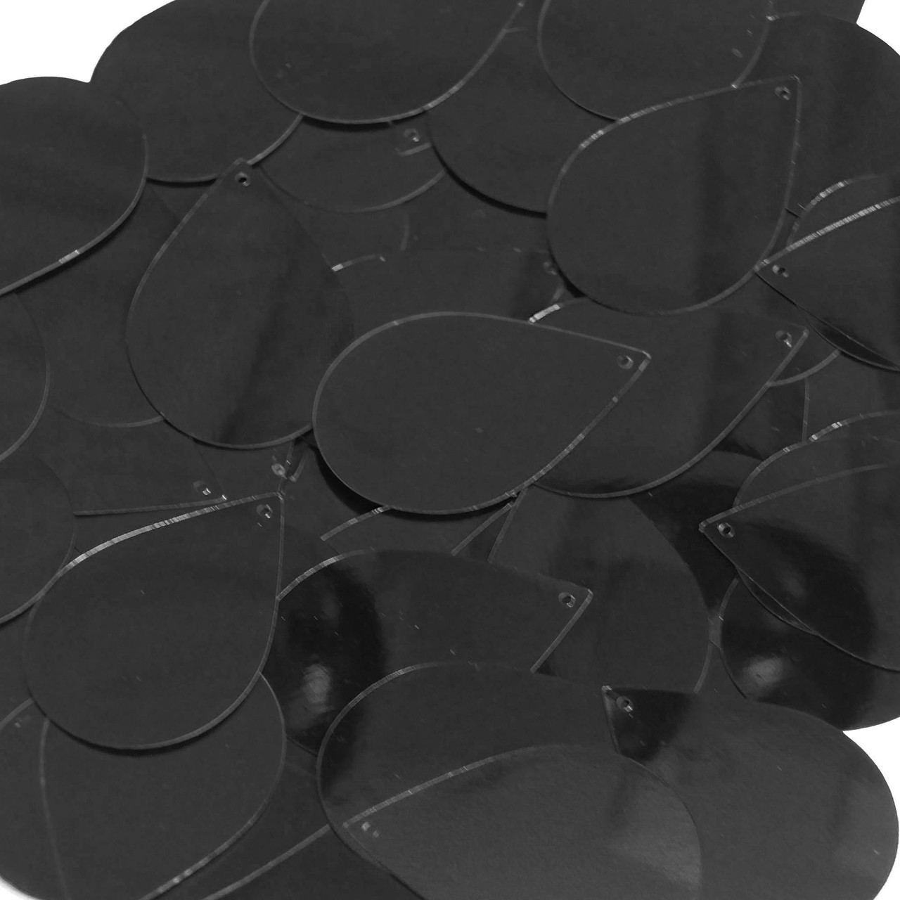 Teardrop Sequin 1.5" Black Shiny Metallic