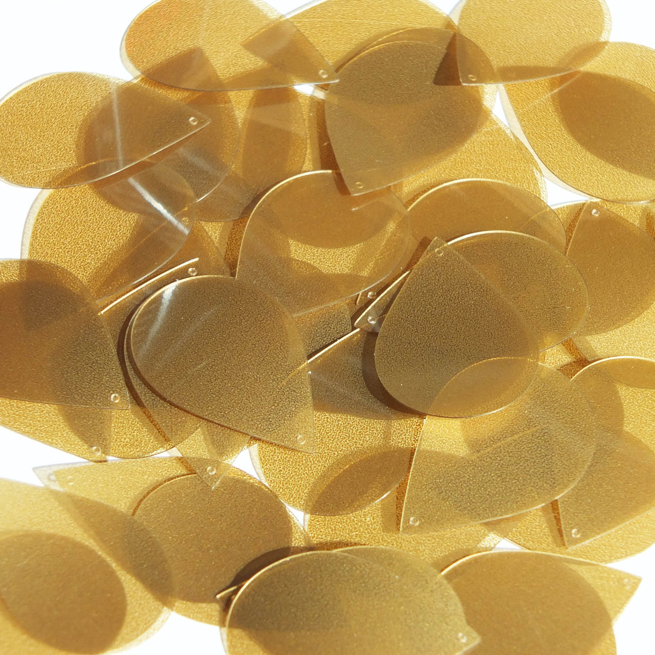 Teardrop Sequin 1.5" Gold Caramel Transparent See-Thru