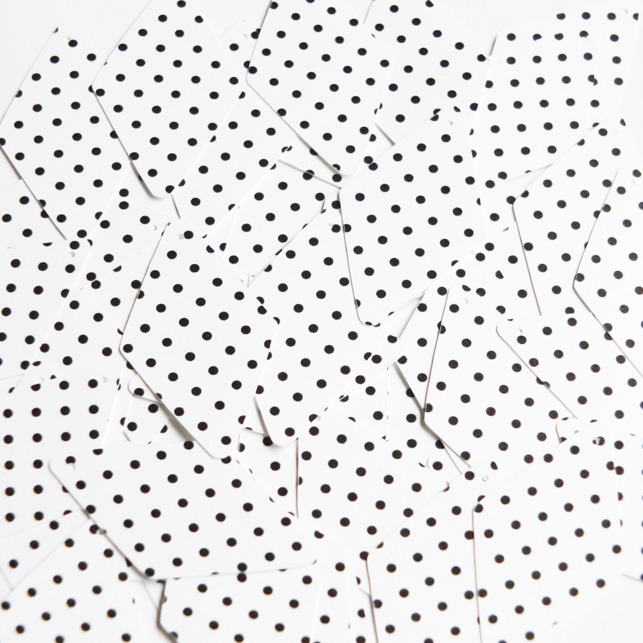 Long Diamond Sequin 1.75" Black Polka Dot on White Opaque