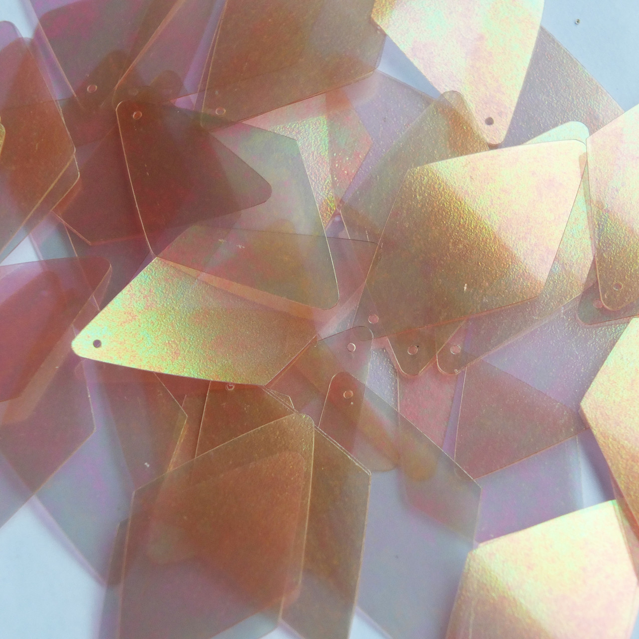 Long Diamond Sequin 1.75" Copper Matte Crystal Rainbow Iris Iridescent