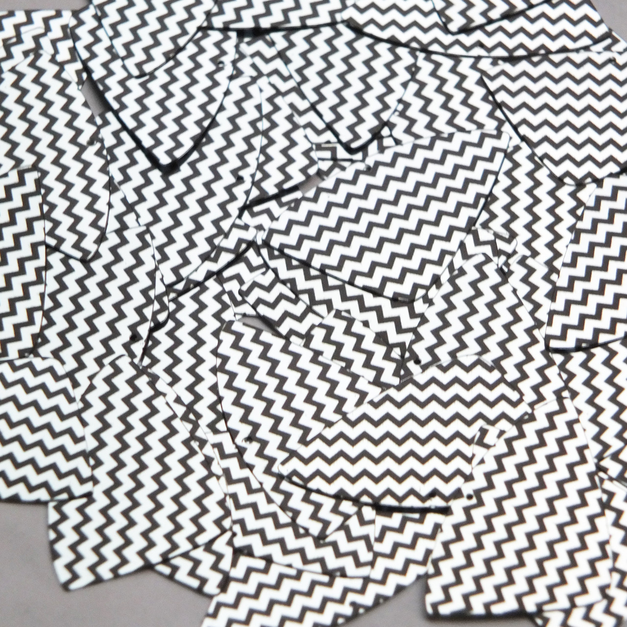 Fishscale Fin Sequin 1.5" Black Silver Chevron Zig Zag Pattern Metallic