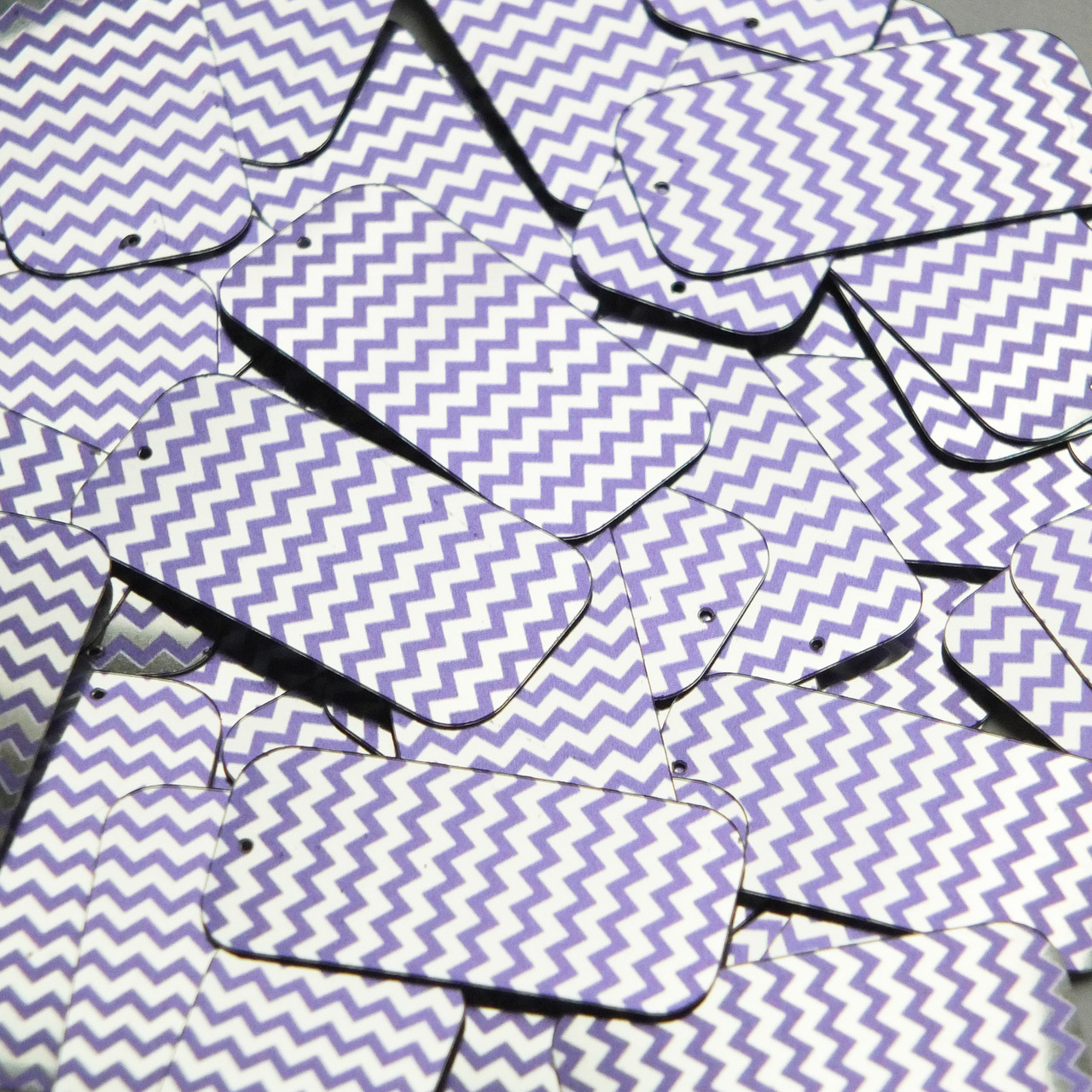 Rectangle Sequin 1.5" Purple Silver Chevron Zig Zag Pattern Metallic