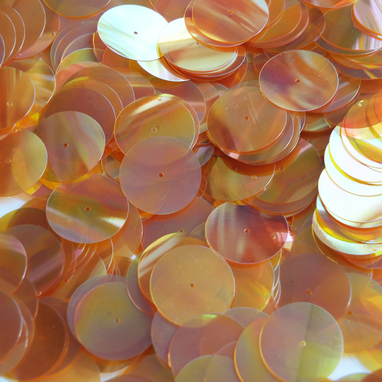 20mm Sequins Center Hole Apricot Yellow Crystal Rainbow Iris