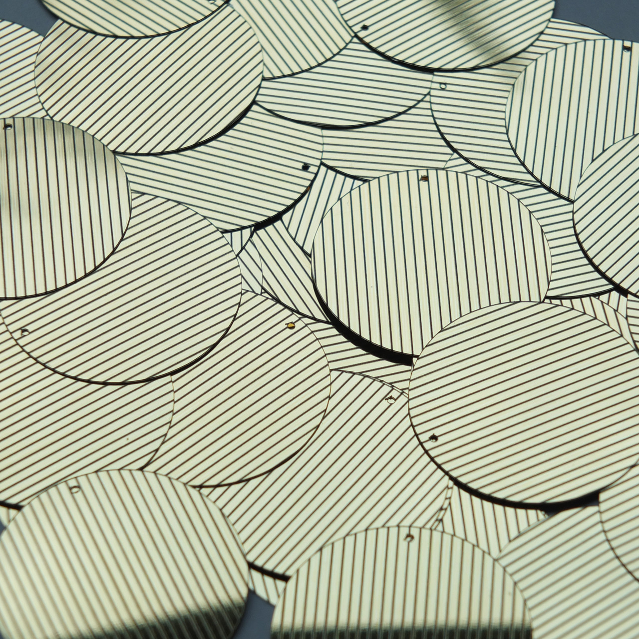 Round Sequin 1.5" Gold Black Pinstripe Metallic