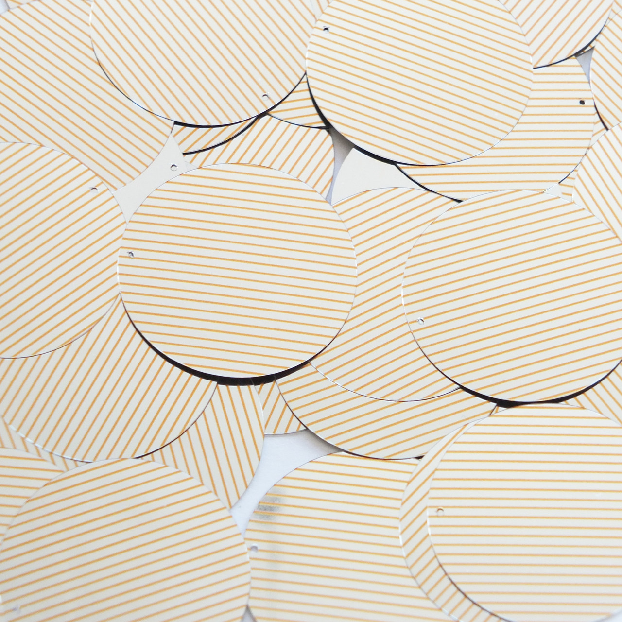 Round Sequin 1.5" Orange Silver Pinstripe Metallic