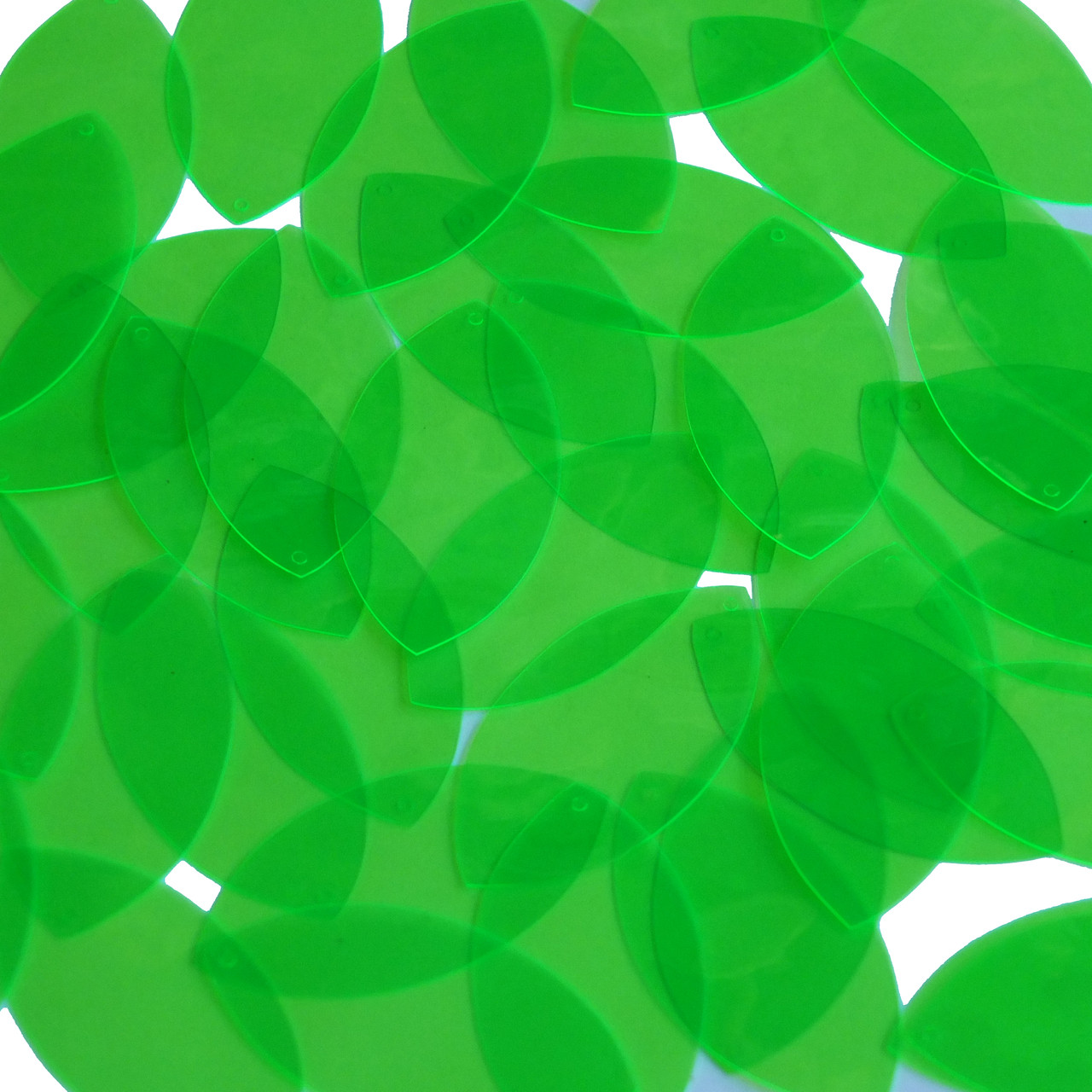 Navette Leaf Vinyl Shape 1.5" Green Go Go Fluorescent Edge Glow