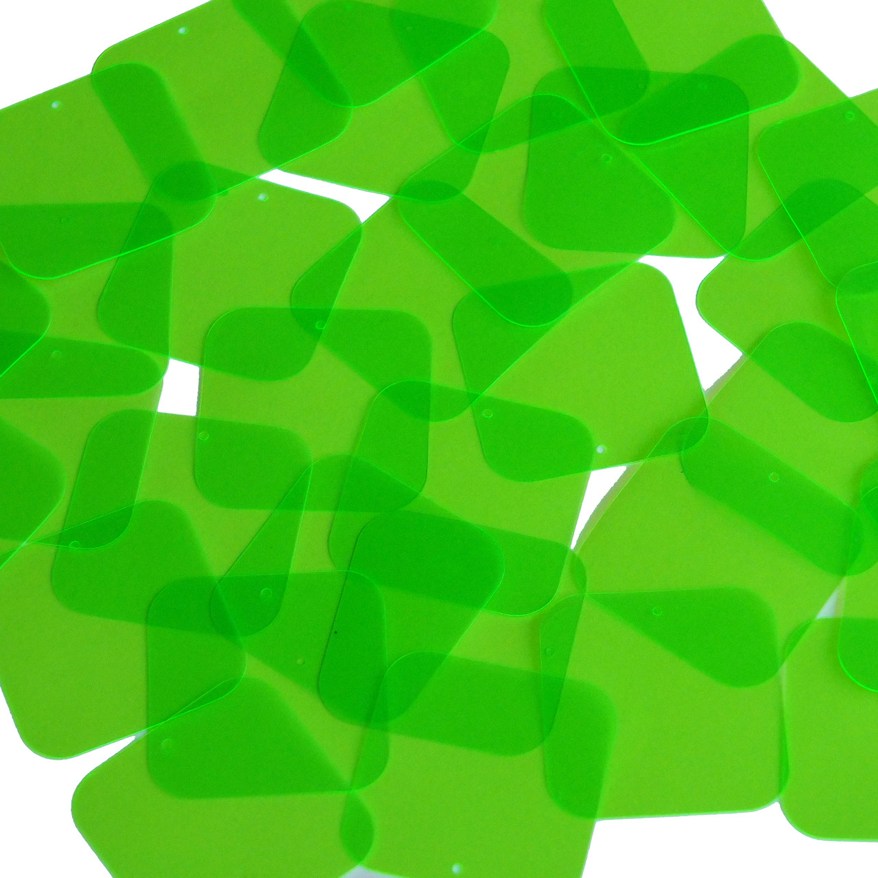 Square Vinyl Shape 30mm Green Go Go Fluorescent Edge Glow