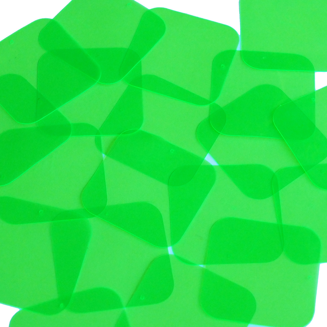 Square Vinyl Shape 40mm Green Go Go Fluorescent Edge Glow