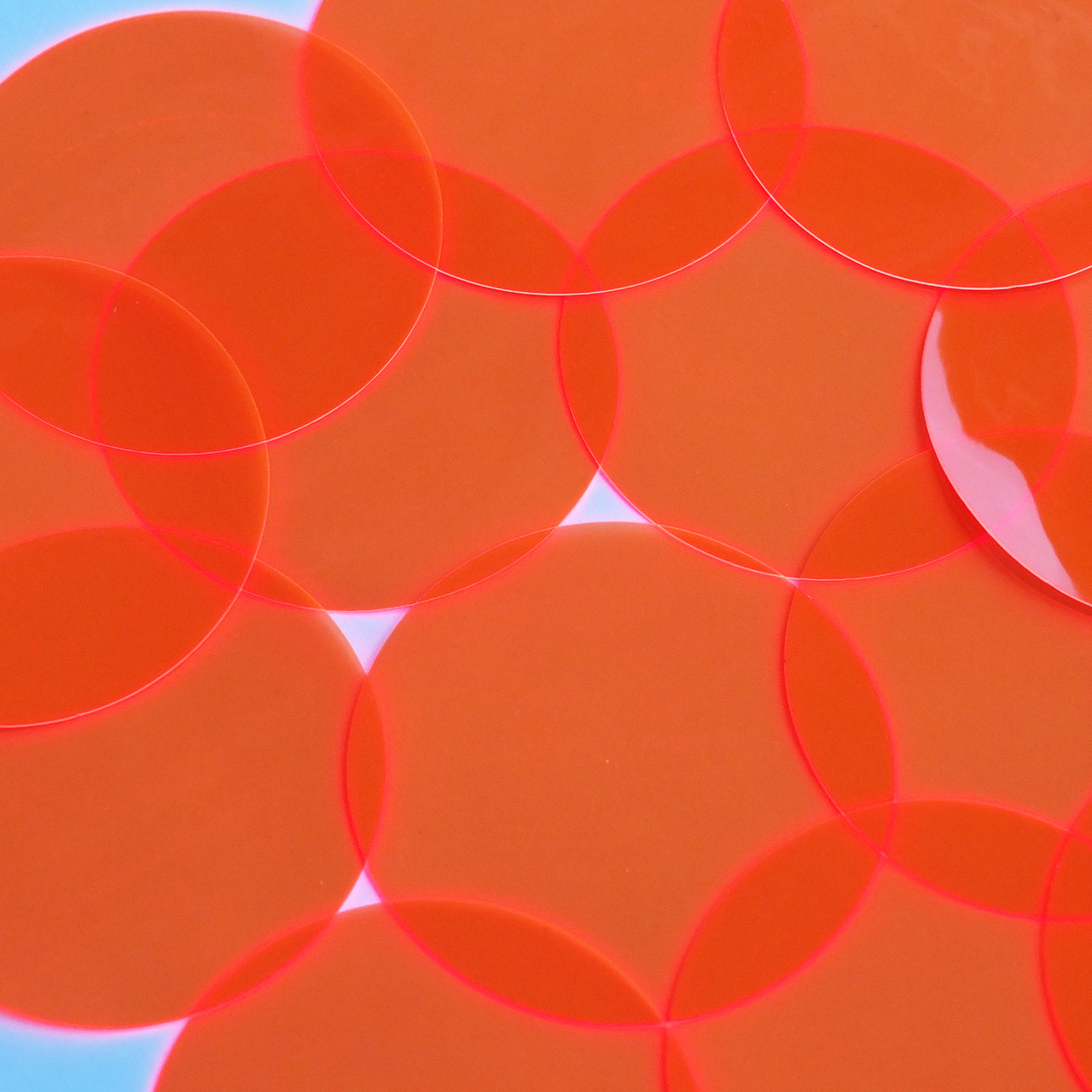 Round Vinyl Shape No Hole 50mm Orange Go Go Fluorescent Edge Glow