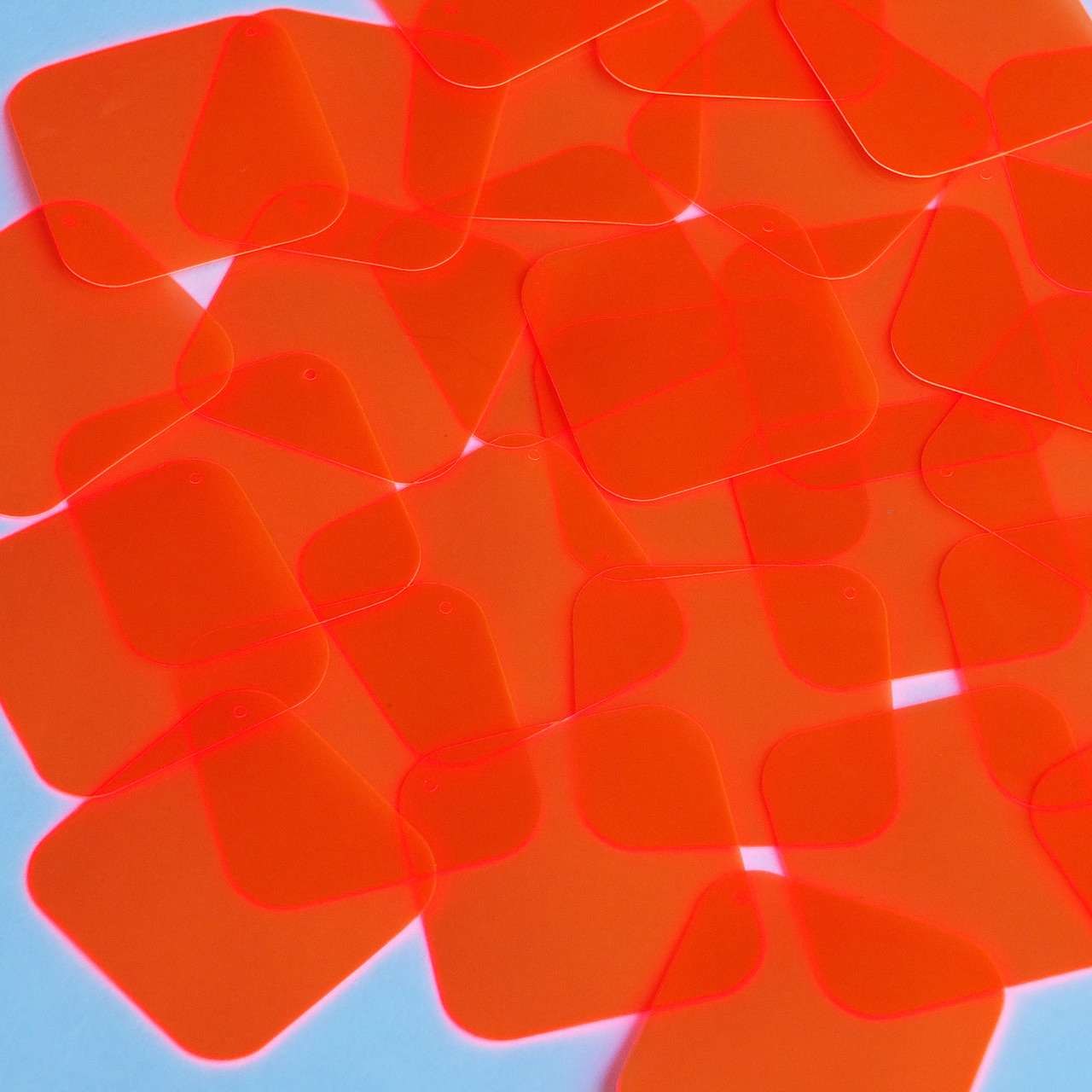 Square Diamond Vinyl Shape 1.5" Orange Go Go Fluorescent Edge Glow