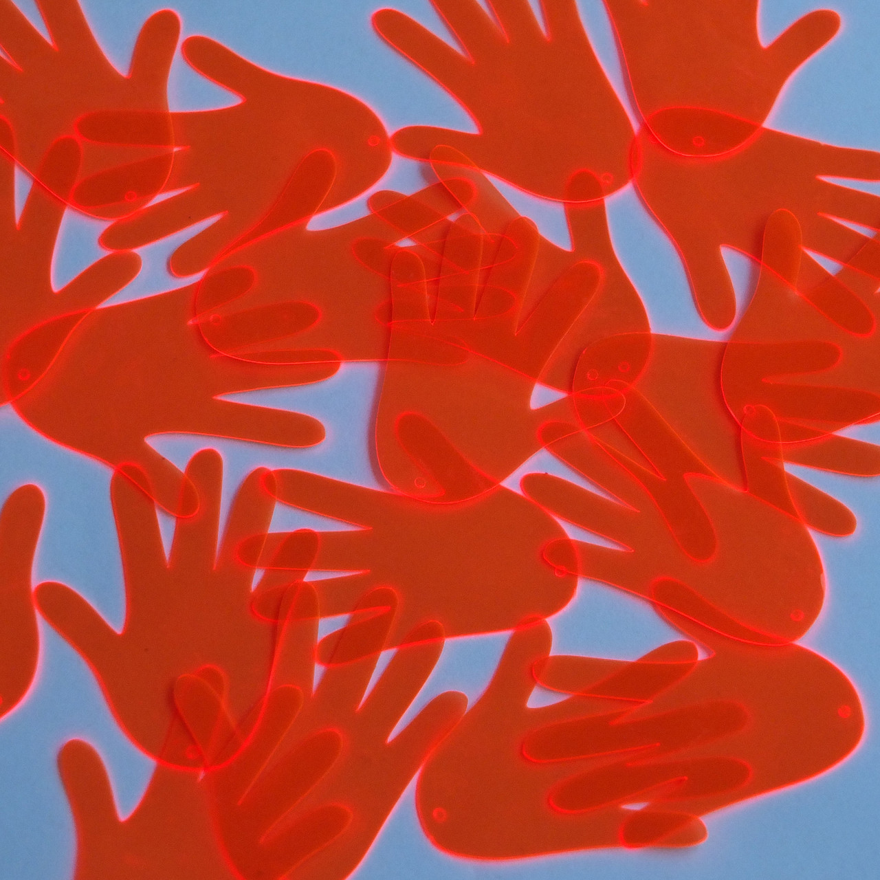 Glove Hand Vinyl Shape 1.5" Orange Go Go Fluorescent Edge Glow