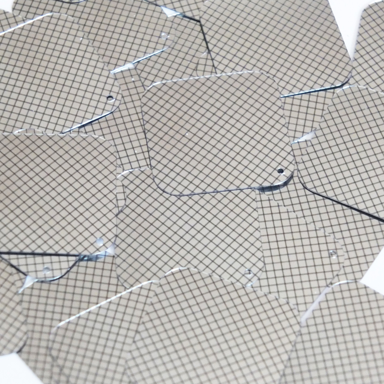 Square Diamond Sequins 1.5" Black Silver Grid Check Squares Metallic