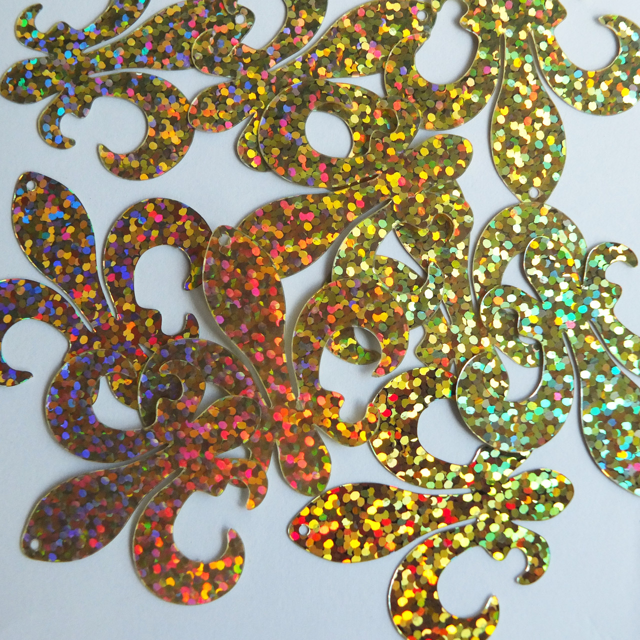 Fleur De Lis Sequins 1.5" Gold Hologram Glitter Sparkle Metallic