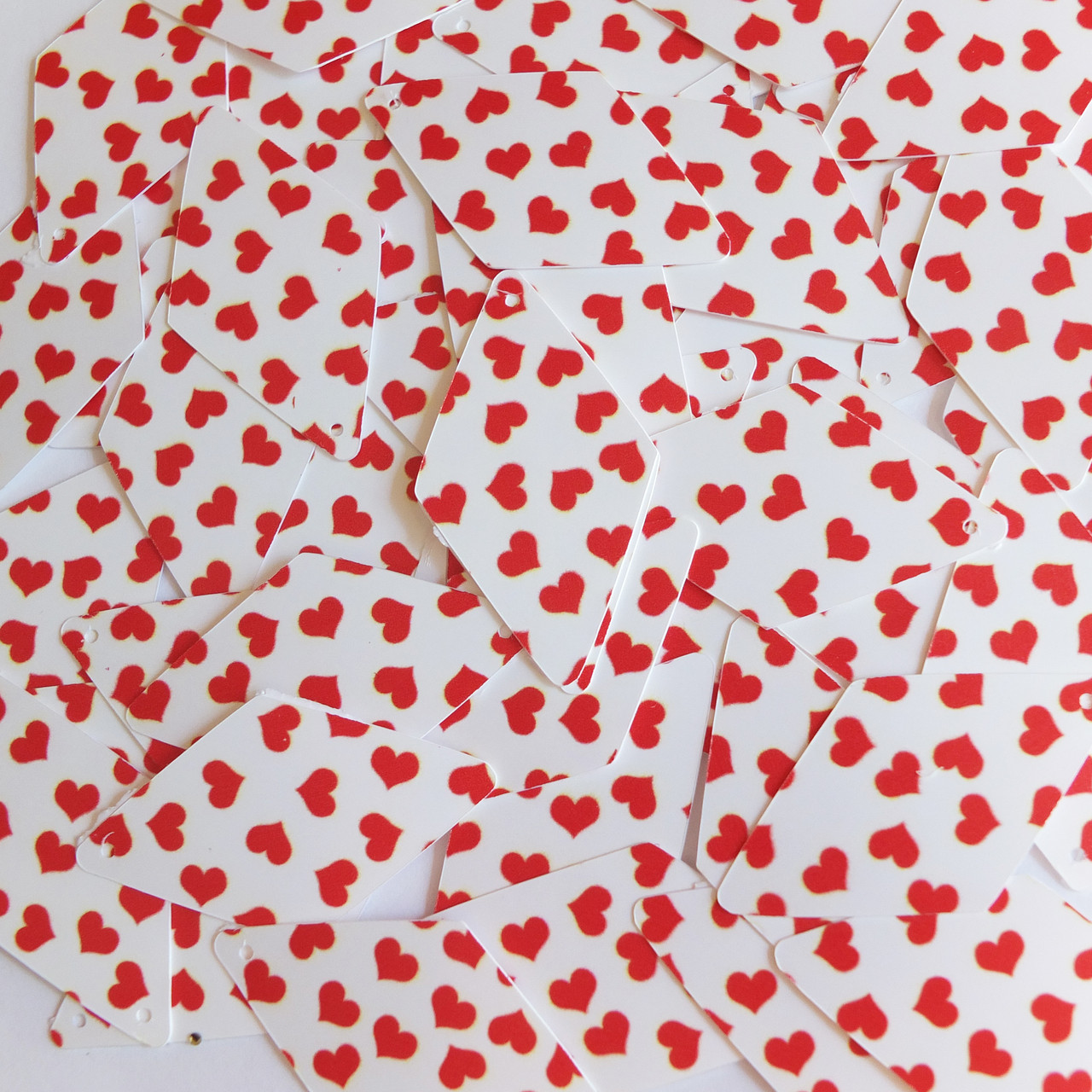 Long Diamond Sequins 1.75" Sweet Hearts Red White Opaque