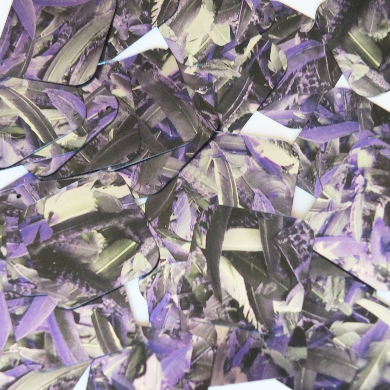Square Diamond Sequins 1.5" Purple Silver Bird Feathers Print Metallic